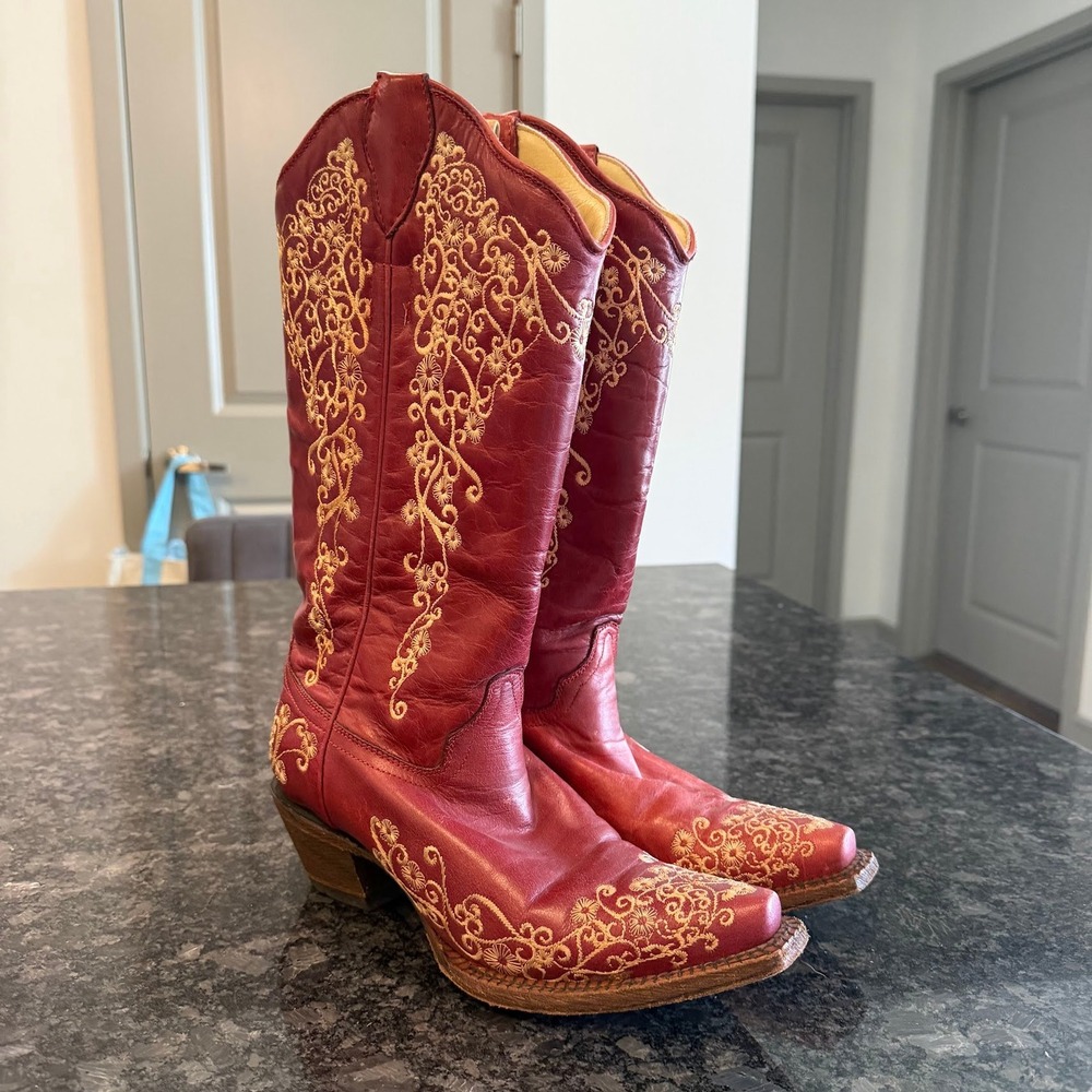 Corral Western Cowboy Boots Red Size Womens 6
